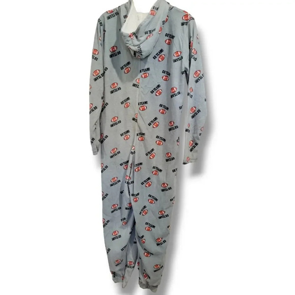 Warm & Cozy Lifestyle by Poof women's gray football onesie - medium pajamas - Picture 2 of 11